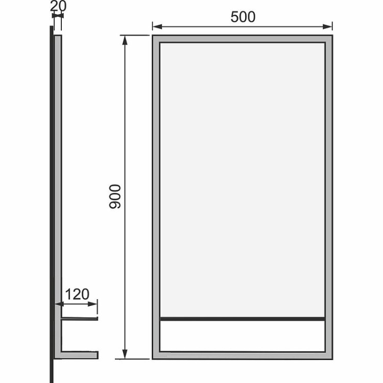 Зеркало Steal 50 с полкой