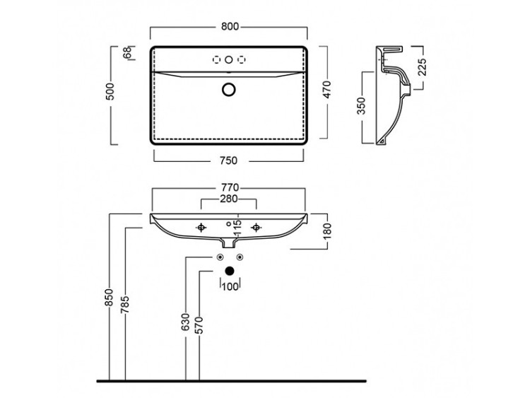Раковина Hatria Canalgrande 80 Y1EK