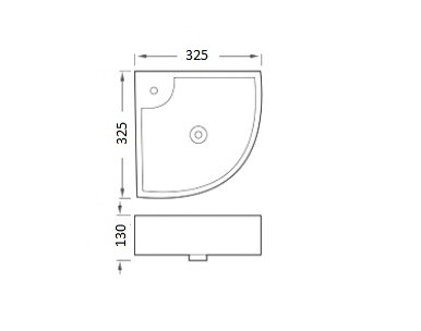 Раковина подвесная угловая Aquatek AQ5166A-00 325*325*130 мм, универсальная установка
