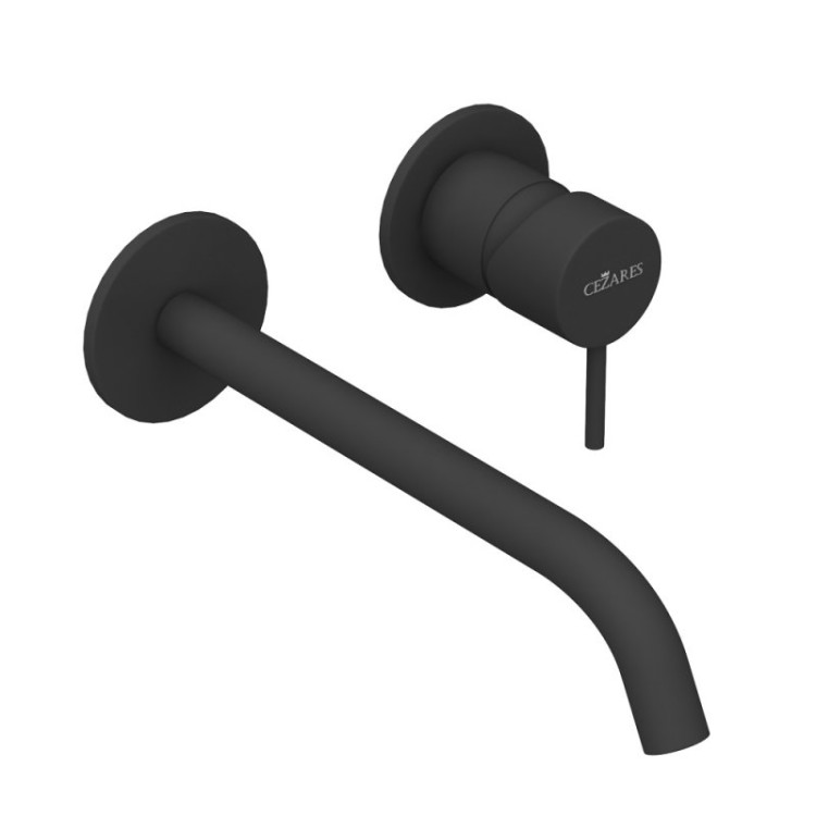 Смеситель для раковины встраиваемый однорычажный с тонкой ручкой, на два отверстия Cezares LEAF-BLI2-L-GM