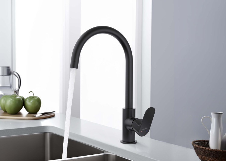 Смеситель для кухни Aquatek, матовый черный AQ1282MB ОБЕРОН