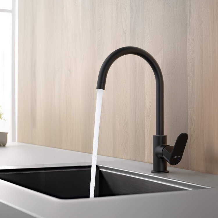 Смеситель для кухни Aquatek, матовый черный AQ1282MB ОБЕРОН