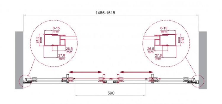 Душевая дверь BELBAGNO LUCE-BF-2 Cezares LUCE-BF-2-150-C-Cr