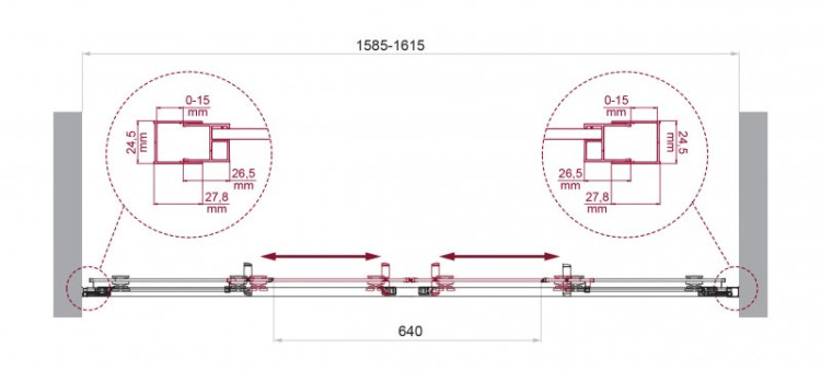 Душевая дверь BELBAGNO LUCE-BF-2 Cezares LUCE-BF-2-150-C-Cr