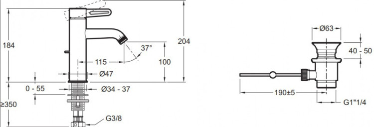 Смеситель для раковины Jacob Delafon Nouvelle Vague E78335