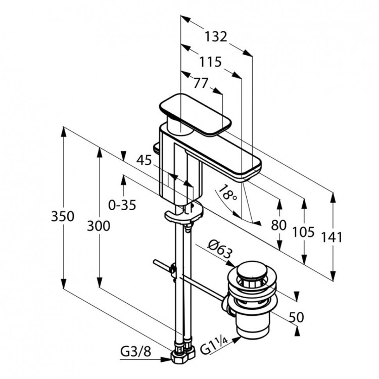 Смеситель для раковины Kludi E2 490230575