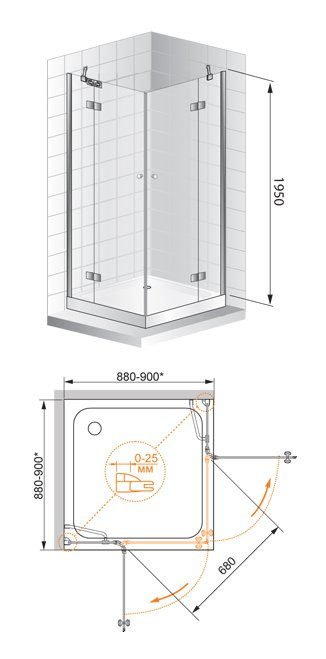Душевой уголок VERONA A-2 Cezares VERONA-W-A-2-120-P-Cr