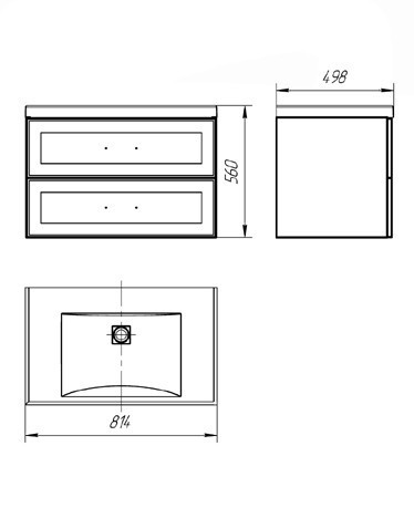 Тумба с раковиной Valente Parma 800 подвесная