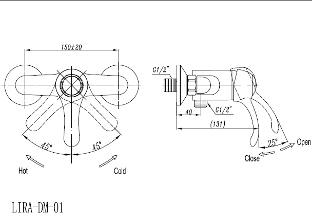 Смеситель для душа Cezares LIRA-C-DM-03