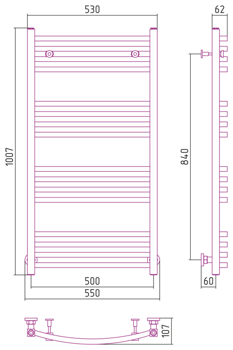 Полотенцесушитель водяной Сунержа Аркус 1000х500 Золото