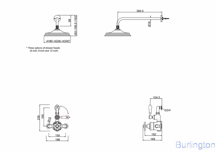 Душевая стойка c внешним термостатом AF1S c душевой насадкой 6''