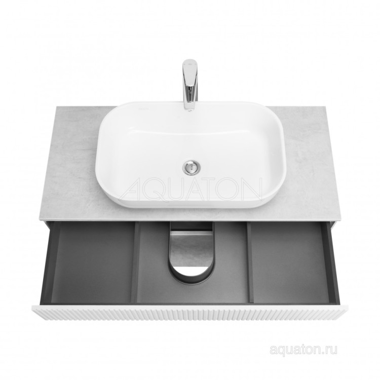 Тумба под раковину AQUATON Марбл 100 слэйт, белый матовый 1A276301MH4C0