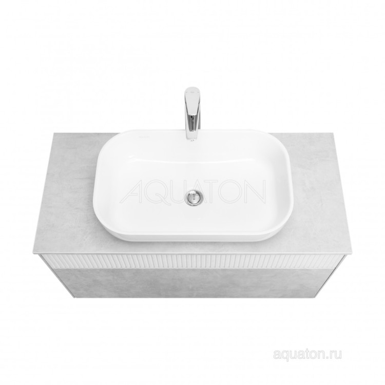 Тумба под раковину AQUATON Марбл 100 слэйт, белый матовый 1A276301MH4C0