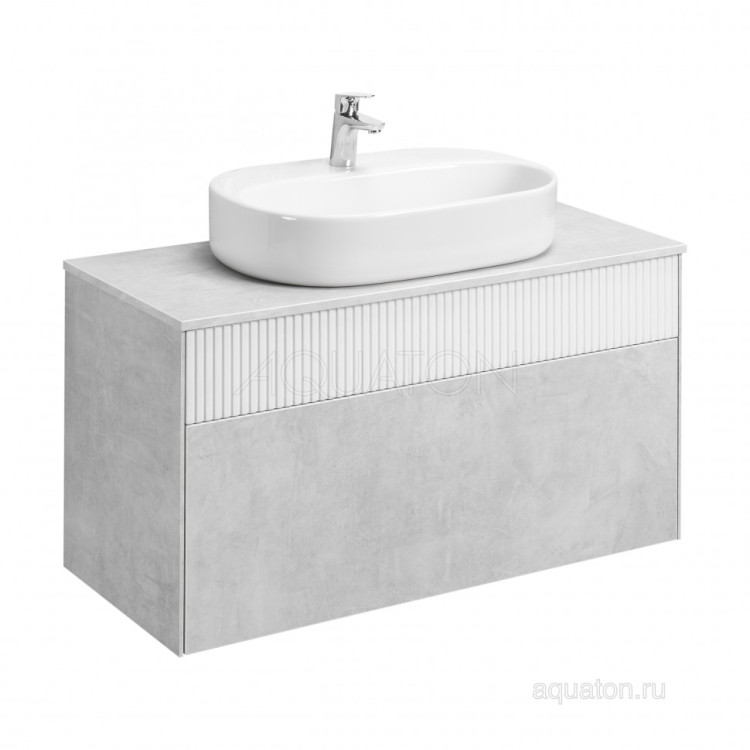 Тумба под раковину AQUATON Марбл 100 слэйт, белый матовый 1A276301MH4C0