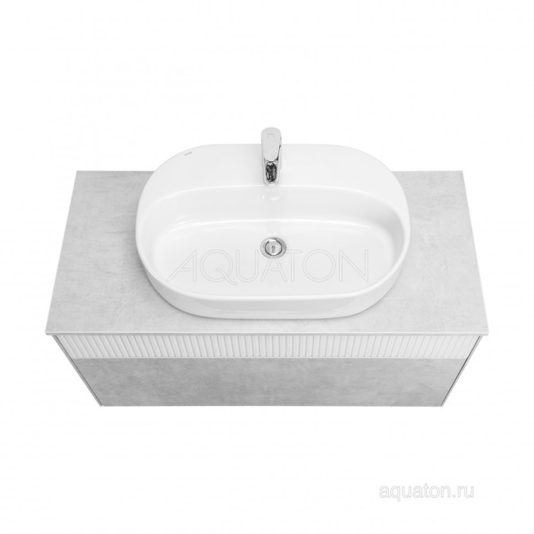 Тумба под раковину AQUATON Марбл 100 слэйт, белый матовый 1A276301MH4C0
