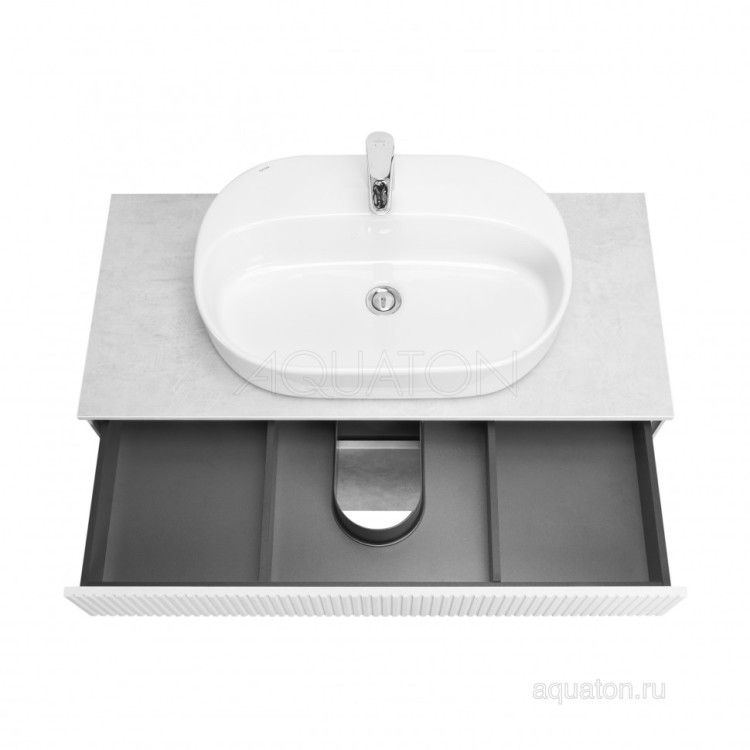 Тумба под раковину AQUATON Марбл 100 слэйт, белый матовый 1A276301MH4C0