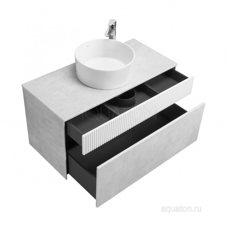Тумба под раковину AQUATON Марбл 100 слэйт, белый матовый 1A276301MH4C0
