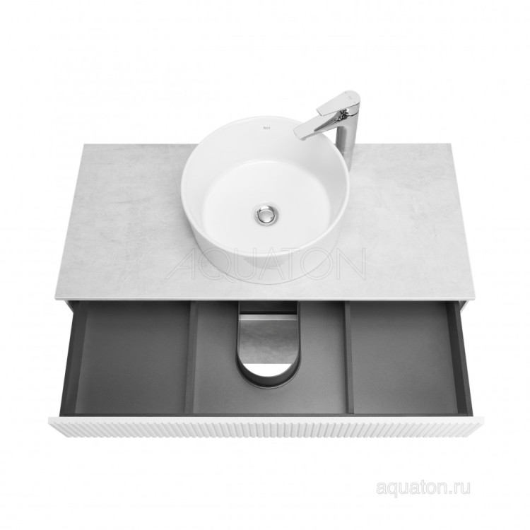 Тумба под раковину AQUATON Марбл 100 слэйт, белый матовый 1A276301MH4C0