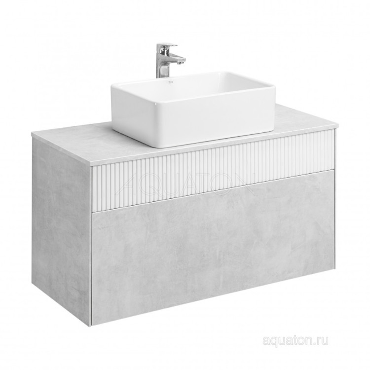 Тумба под раковину AQUATON Марбл 100 слэйт, белый матовый 1A276301MH4C0