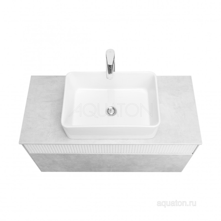 Тумба под раковину AQUATON Марбл 100 слэйт, белый матовый 1A276301MH4C0
