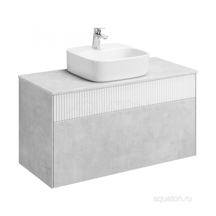 Тумба под раковину AQUATON Марбл 100 слэйт, белый матовый 1A276301MH4C0