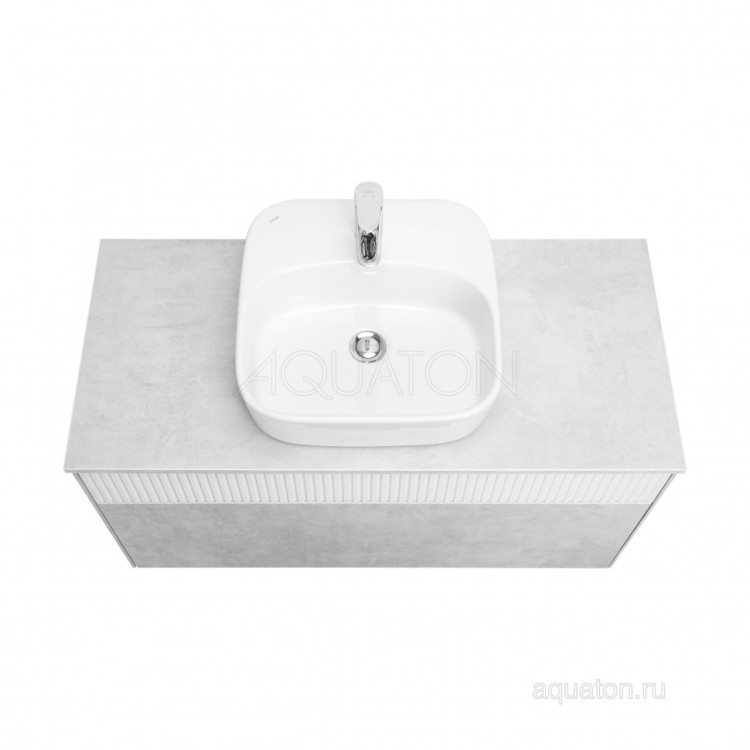 Тумба под раковину AQUATON Марбл 100 слэйт, белый матовый 1A276301MH4C0
