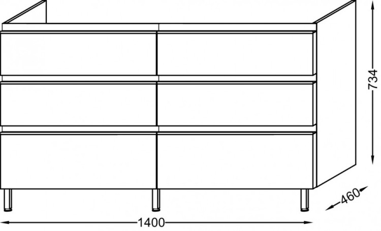 Мебель для раковины-столешницы 140 см, серый антрацит Jacob Delafon VOX EB2040-RA-442