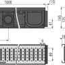 Дренажный канал 100 мм с пластиковой рамой и оцинкованной решеткой „C“ профиль A15 Alcadrain AVZ102-R102