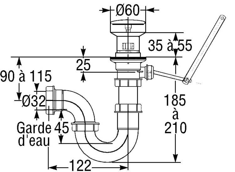 Регулируемый полипропиленовый слив Jacob Delafon ОБЩАЯ КАТЕГОРИЯ E62100-NF