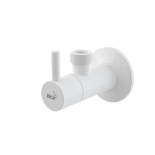 Угловой вентиль с фильтром 1/2&quot;×1/2&quot;, круглый, белый Alcadrain ARV003B