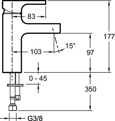 Однорычажный смеситель средней высоты для раковины без донного клапана Jacob Delafon STRAYT E98339-CP