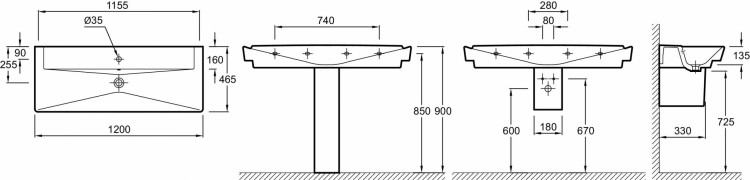 Подвесная раковина-столешница 120 х 46.5 см Jacob Delafon REVEE4800-00