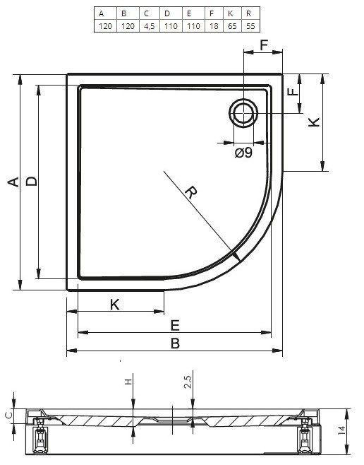 Акриловый поддон для душа Riho Davos 289 DA97 120x120x5
