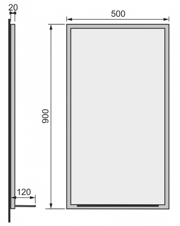 Зеркало Steal 50 с полкой и держателем