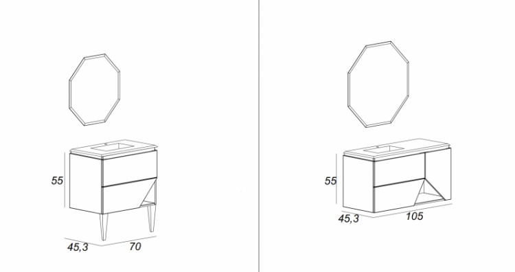 База подвесная под раковину с двумя выдвижными ящиками Cezares 55191