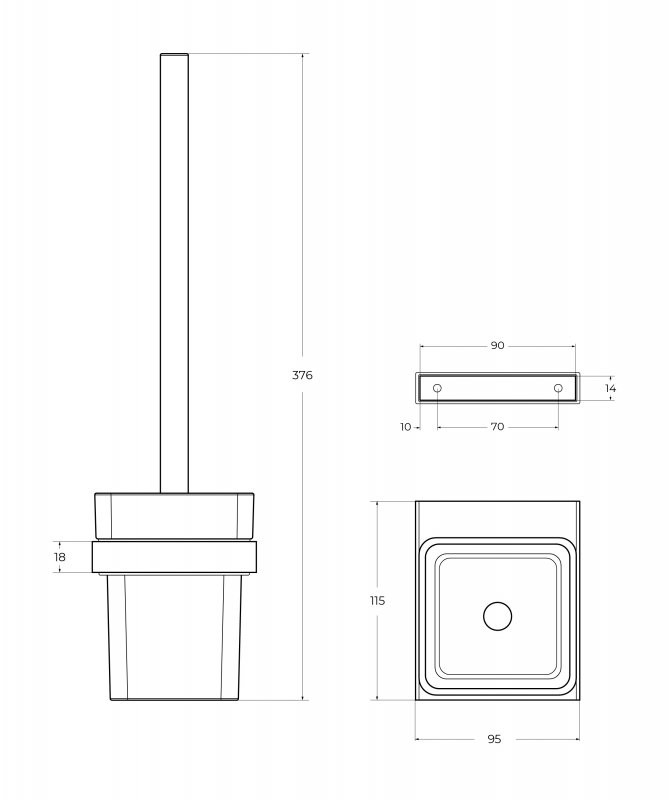 Ёршик для унитаза, подвесной, стекло Cezares SLIDER-TBS-V-01