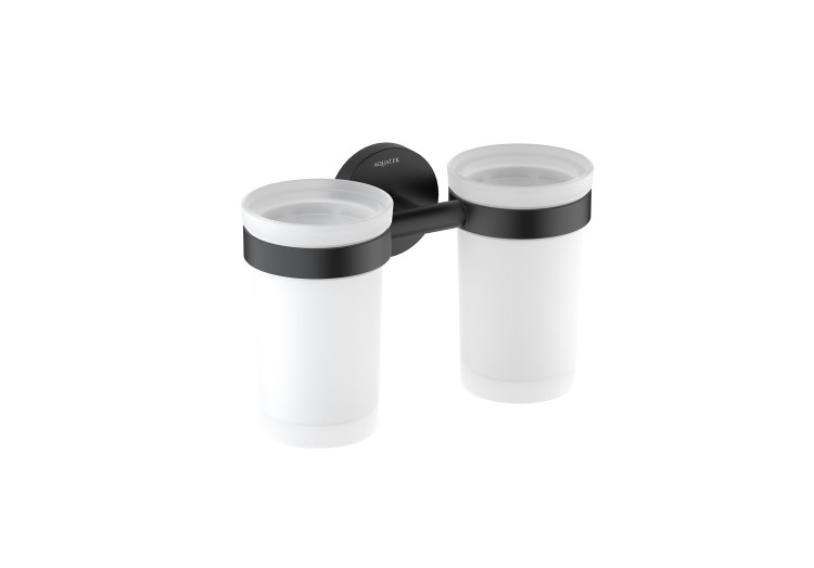 Стакан с держателем двойной Aquatek матовый черный AQ4117MB Европа