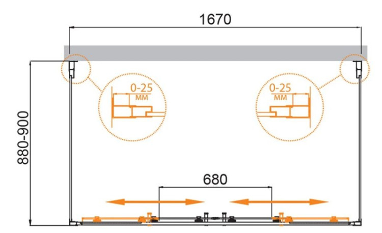 Душевой уголок MOLVENO-AH-2/2 Cezares MOLVENO-AH-2/2-180/80-C-Cr-IV