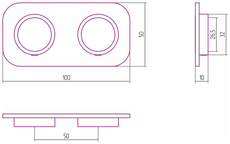 Отражатель Сунержа EU50 прямоугольный 50х100 Сатин