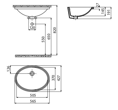 CREAVIT Раковина TP216 под столешницу (37*51) TP216