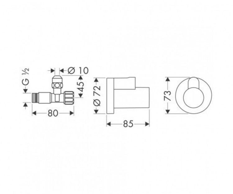 Запорный вентиль Hansgrohe 13954000 угловой
