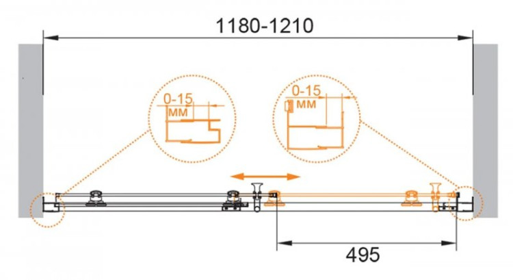 Душевая дверь ECO-O-BF-1-120-C-NERO Cezares ECO-O-BF-1-120-C-NERO