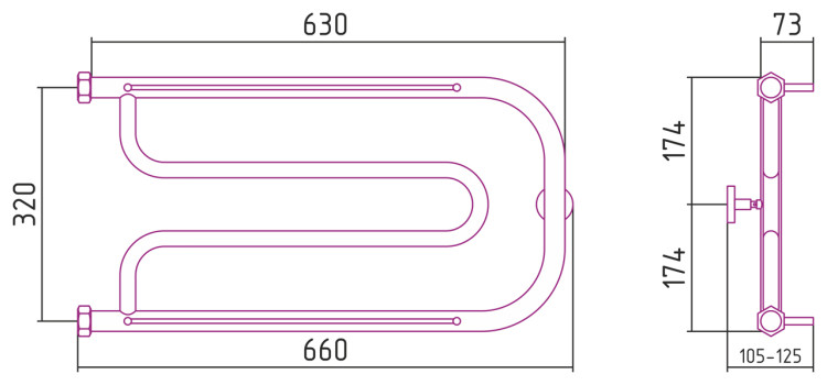 Полотенцесушитель водяной Сунержа Гусли 2 полки+ 320х650 Белый