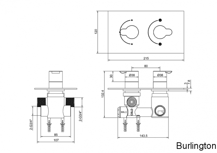 Встраиваемый термостат на 2 выпуска [V51]