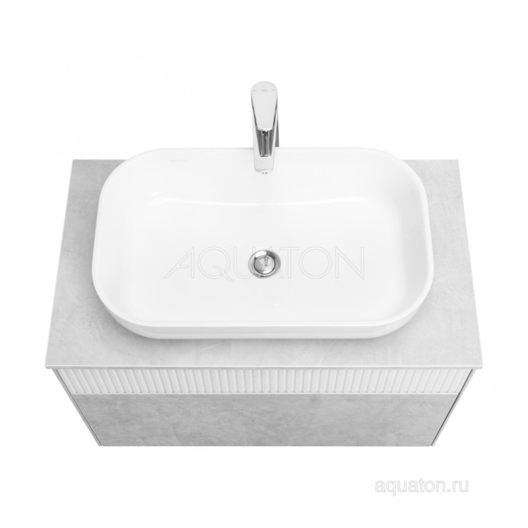 Тумба под раковину AQUATON Марбл 80 слэйт, белый матовый 1A276201MH4C0