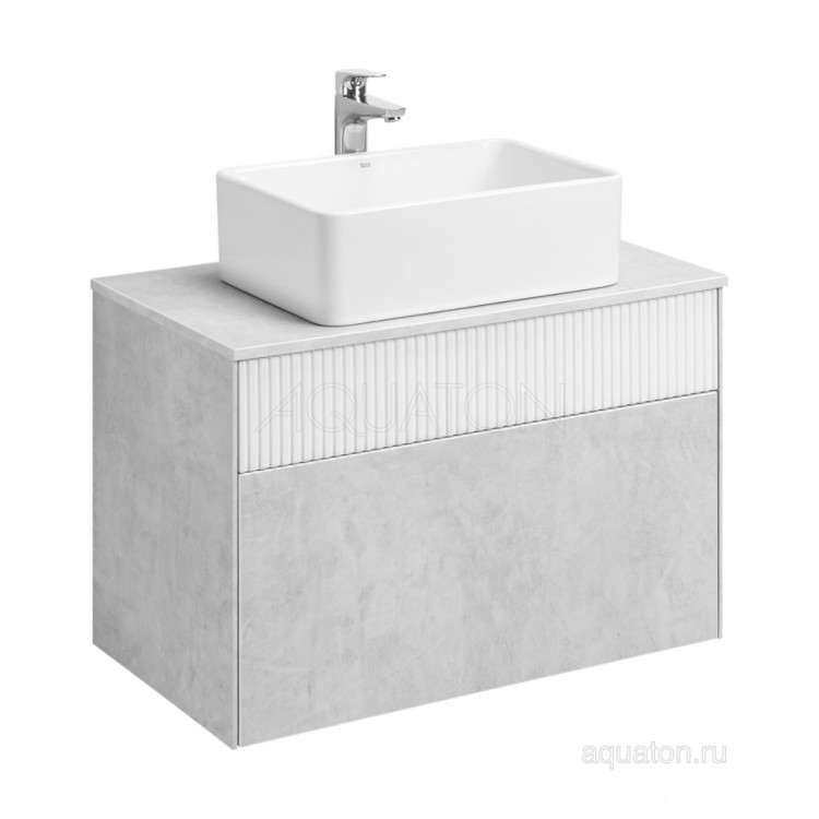 Тумба под раковину AQUATON Марбл 80 слэйт, белый матовый 1A276201MH4C0