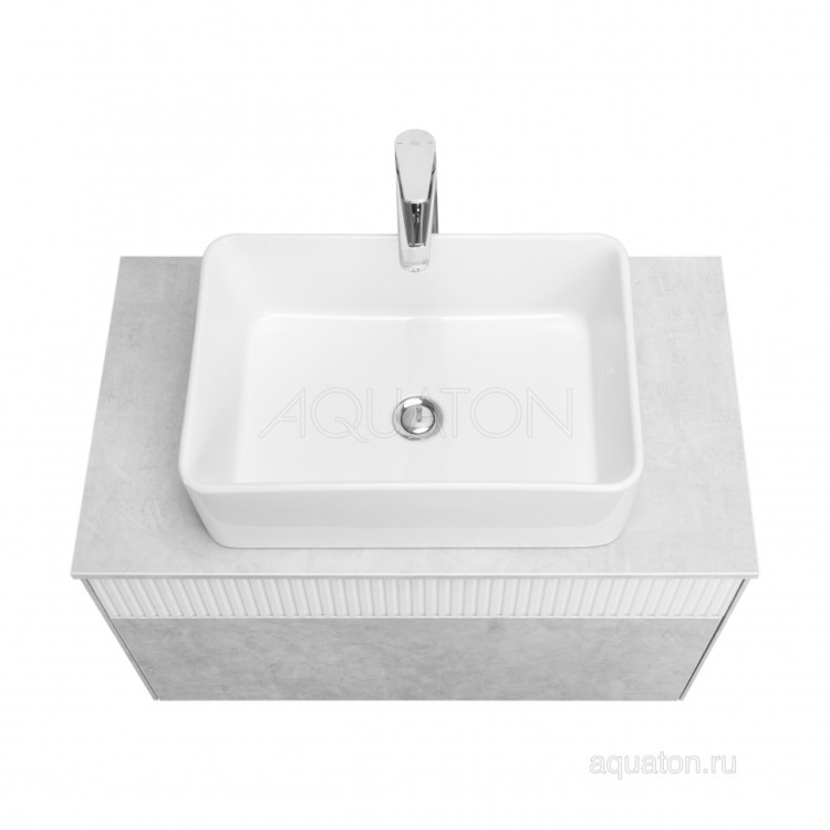 Тумба под раковину AQUATON Марбл 80 слэйт, белый матовый 1A276201MH4C0