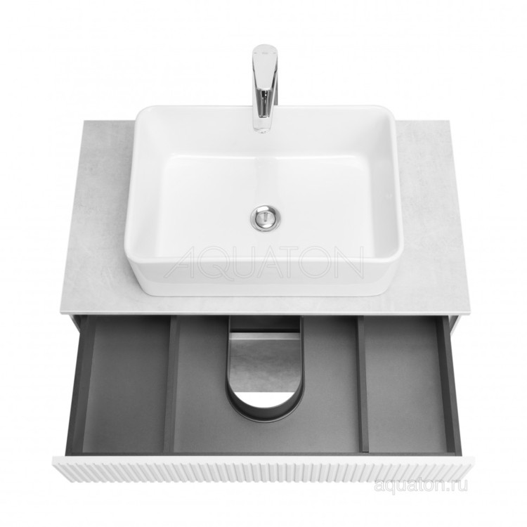 Тумба под раковину AQUATON Марбл 80 слэйт, белый матовый 1A276201MH4C0