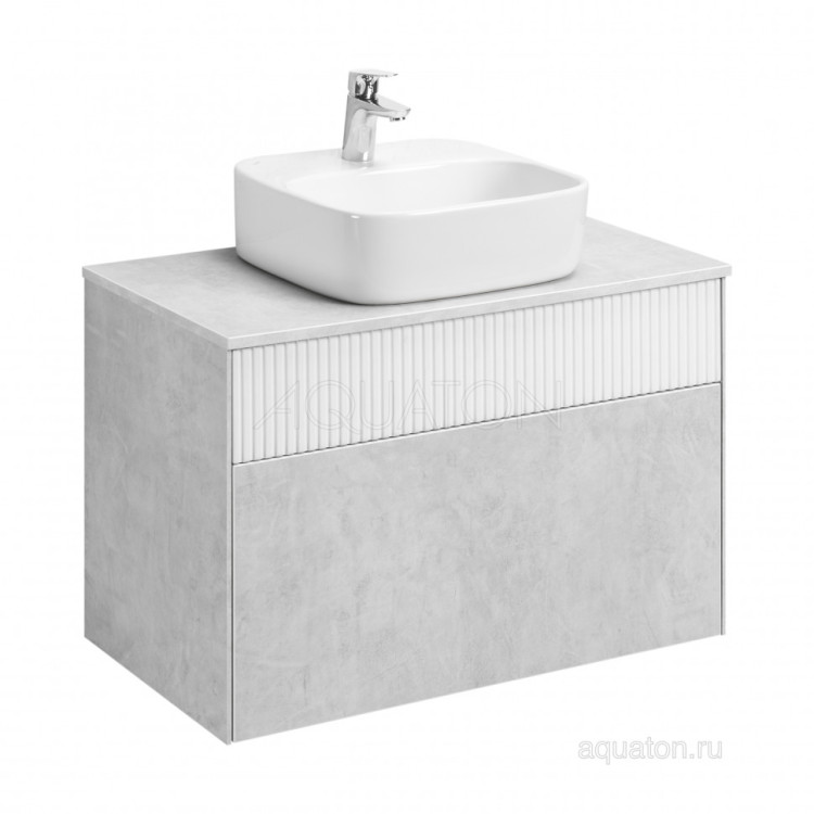 Тумба под раковину AQUATON Марбл 80 слэйт, белый матовый 1A276201MH4C0