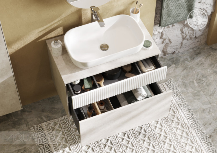 Тумба под раковину AQUATON Марбл 80 слэйт, белый матовый 1A276201MH4C0